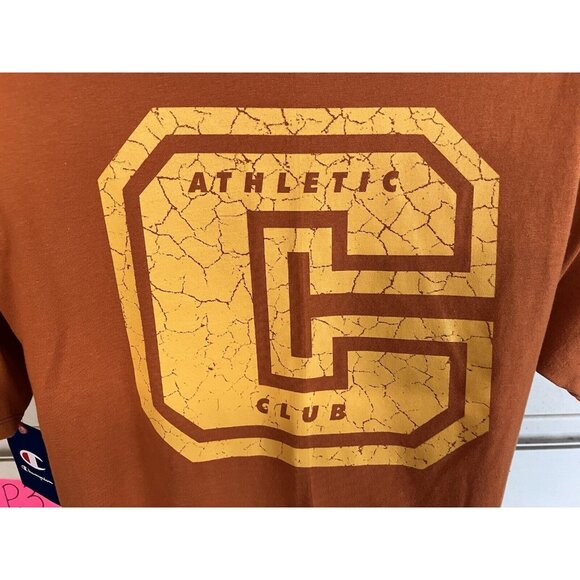Champion Mens C Logo Classic T-Shirt~Size Medium~Burnt Orange Graphic Tee L9 06 - Picture 6 of 9
